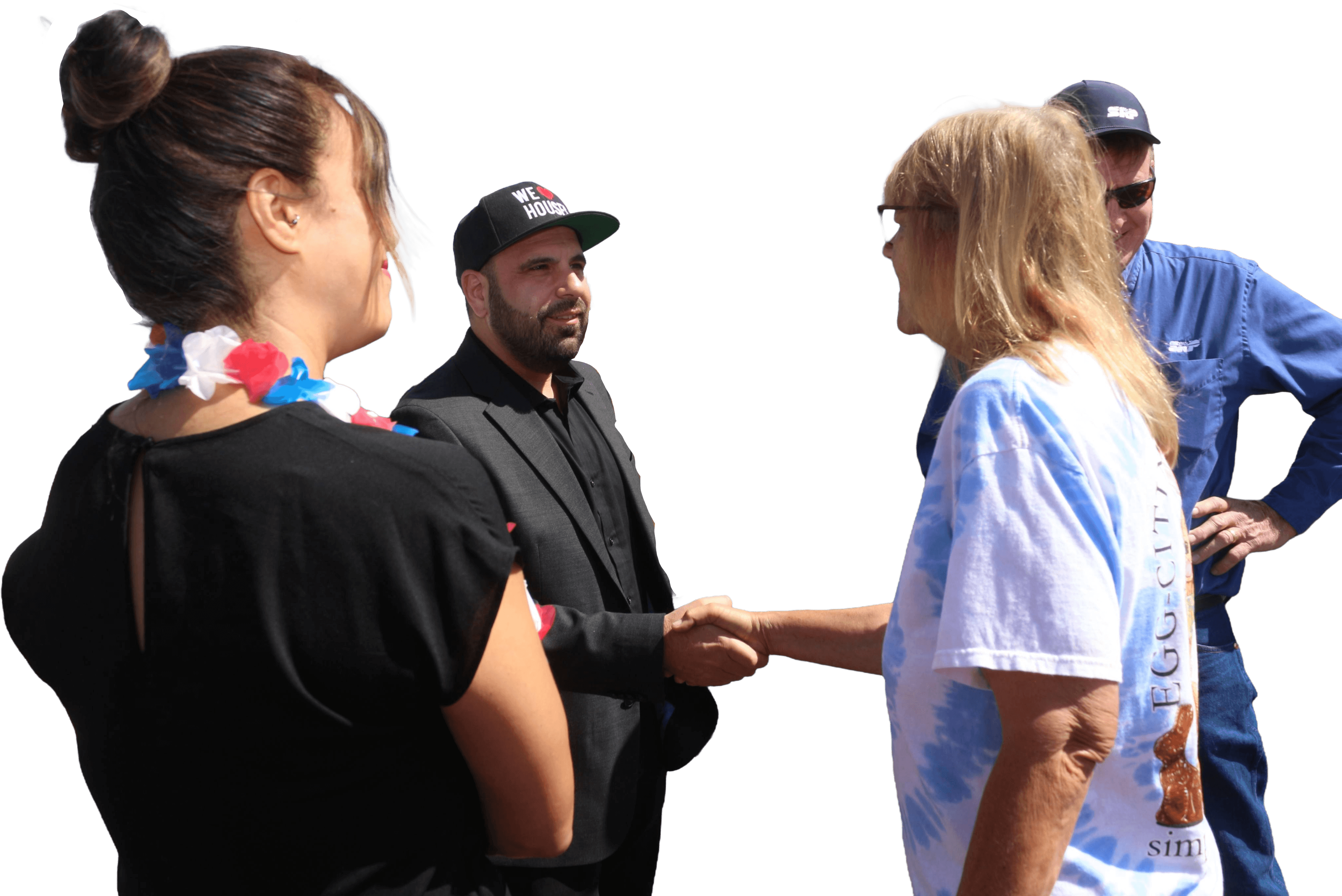 Mike Del Prete shaking hands with District 6 residents at a community event